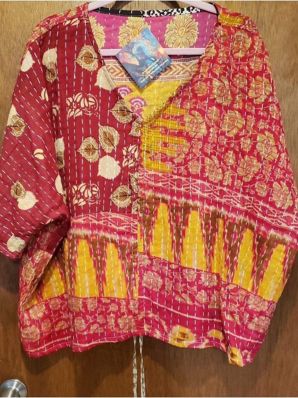 NWT Colorful FreevSize Cotton Kantha Butterfly Style Top